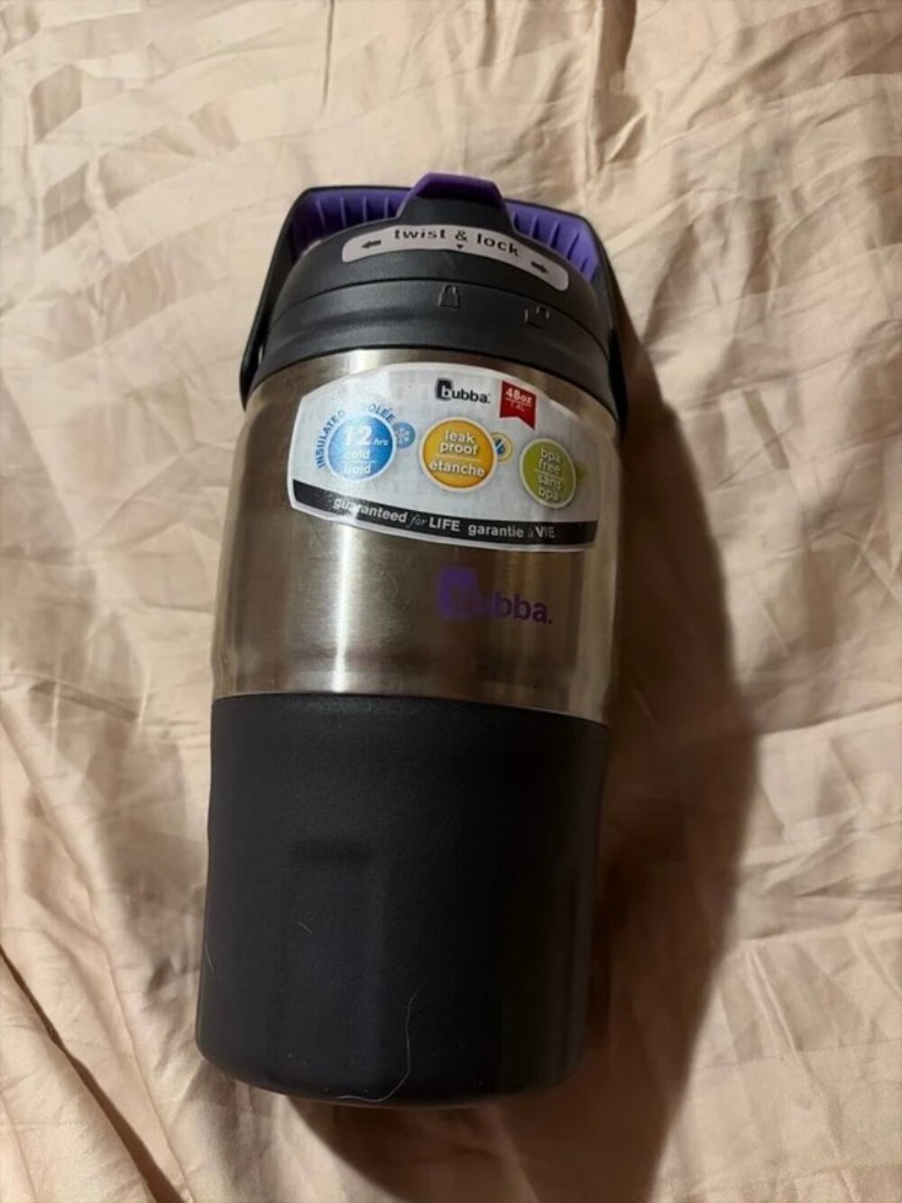 Bubba Stainless Steel Travel Mug with Purple Accent